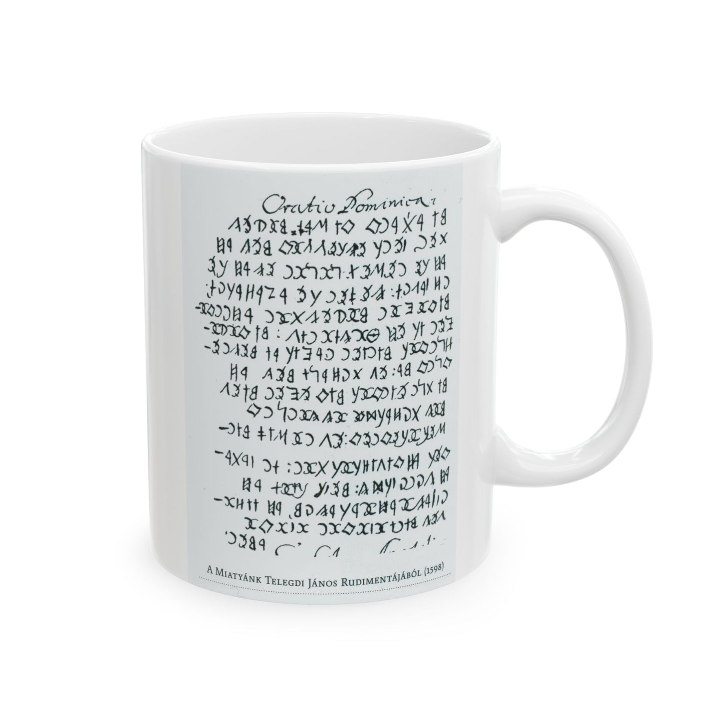 Our Father in Old Hungarian Script, 1598 Ceramic Mug, (11oz)