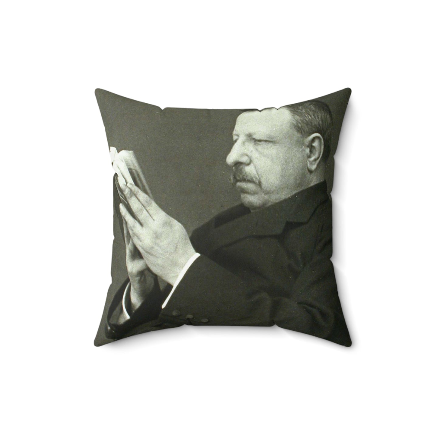 B.Croce, Italy - A black and white photo of a man reading a book Decorative Accent Square Pillow