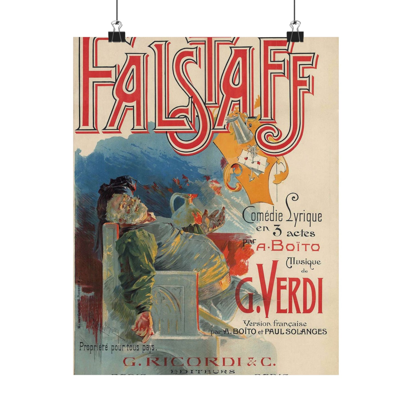 Adolfo Hohenstein - Poster for first French production of Giuseppe Verdi's Falstaff High Quality Matte Wall Art Poster for Home, Office, Classroom