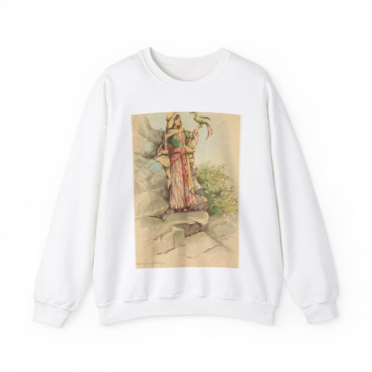 The talking bird. - Drawing. Public domain image. White Heavy Blend Adult Crew Neck SweatShirt