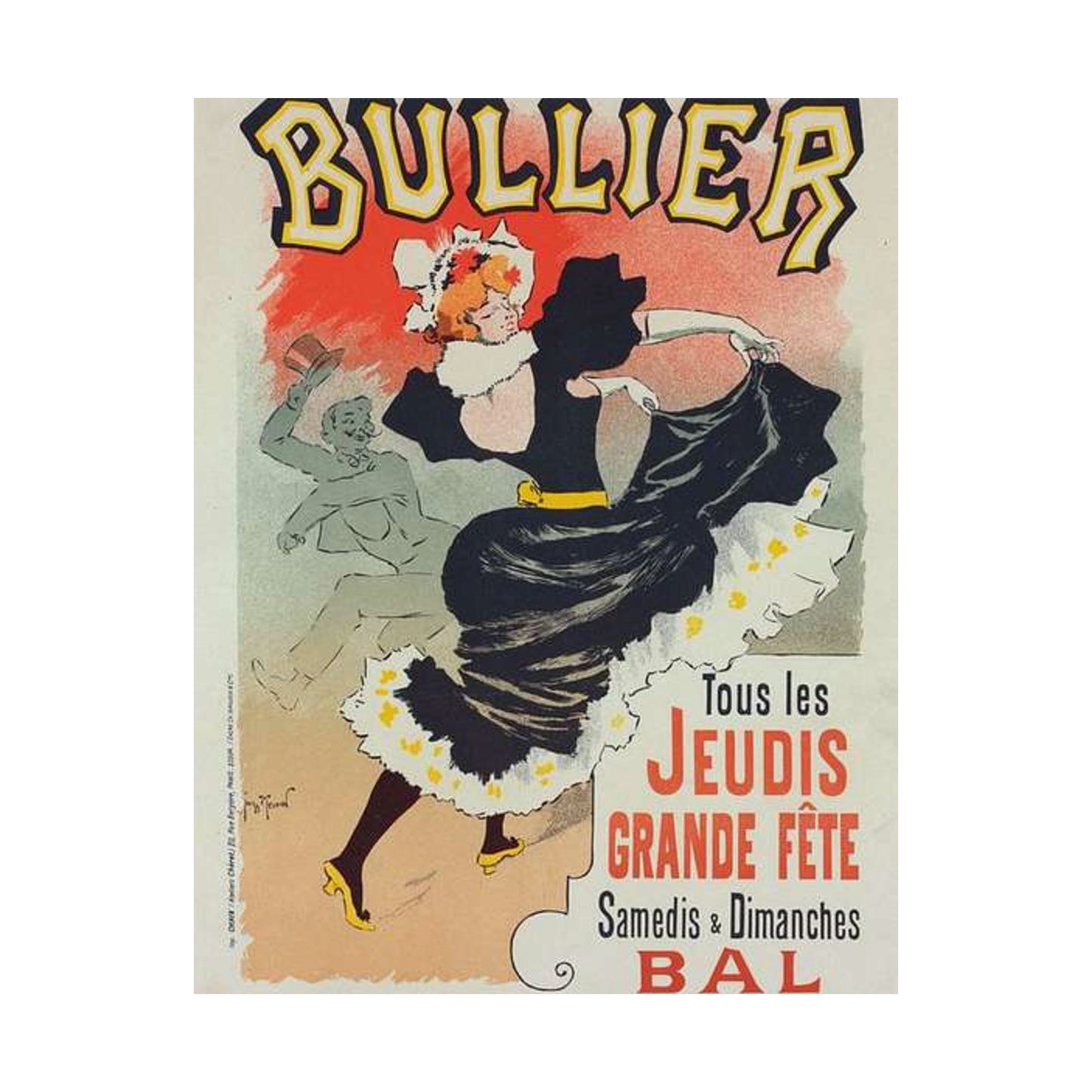 Affiche pour le "Bal Bullier".. Public domain reproduction. High Quality Matte Wall Art Poster for Home, Office, Classroom