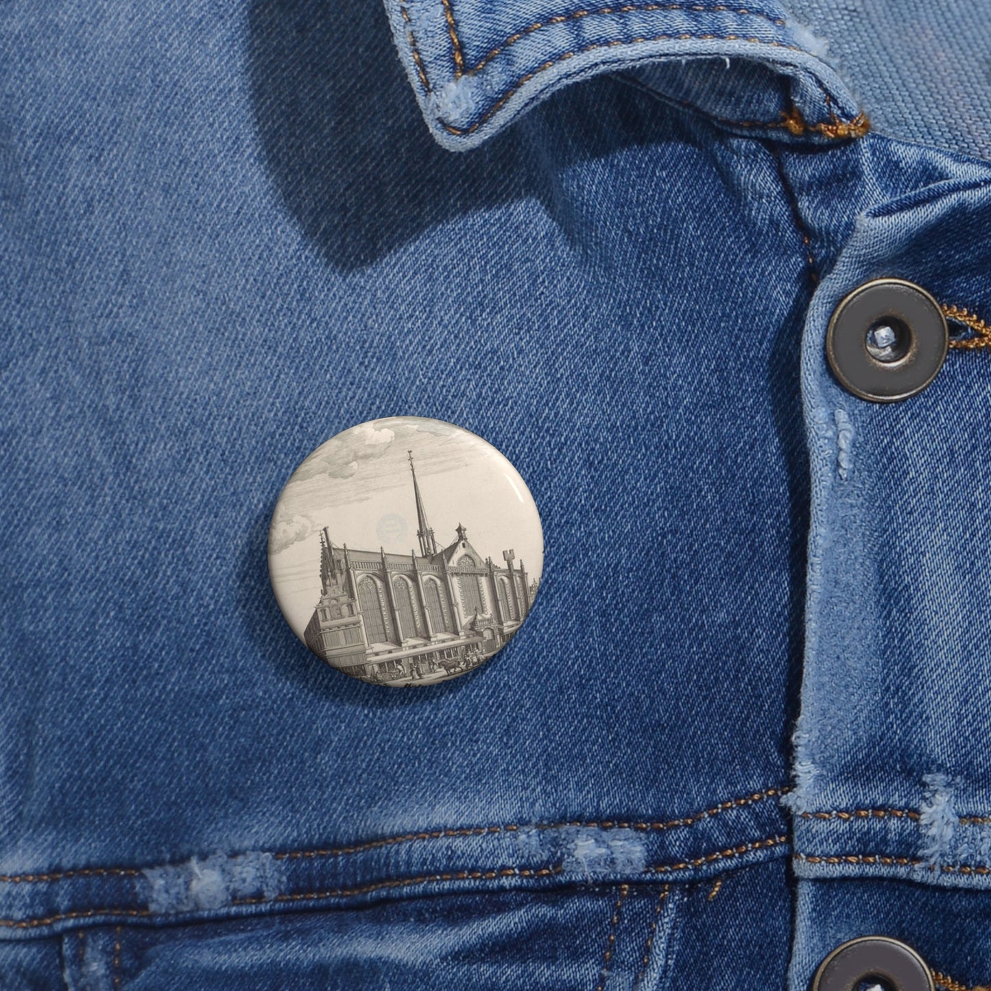 Gezicht op de Heilige Stede (Nieuwezijds Kapel) te Amsterdam Pin Buttons with Crisp Design