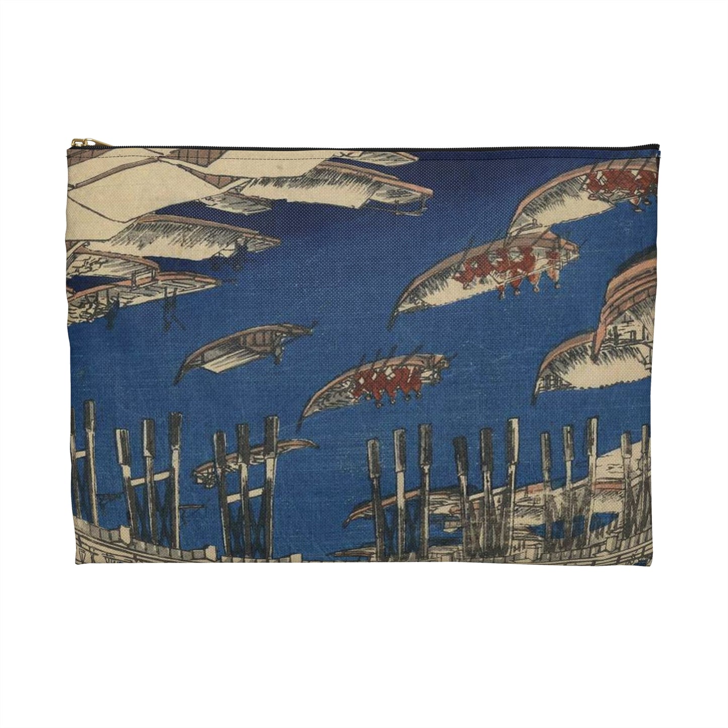 Nihonbashi yukibare, Andō Hiroshige - Ukiyo e print Large Organizer Pouch with Black Zipper