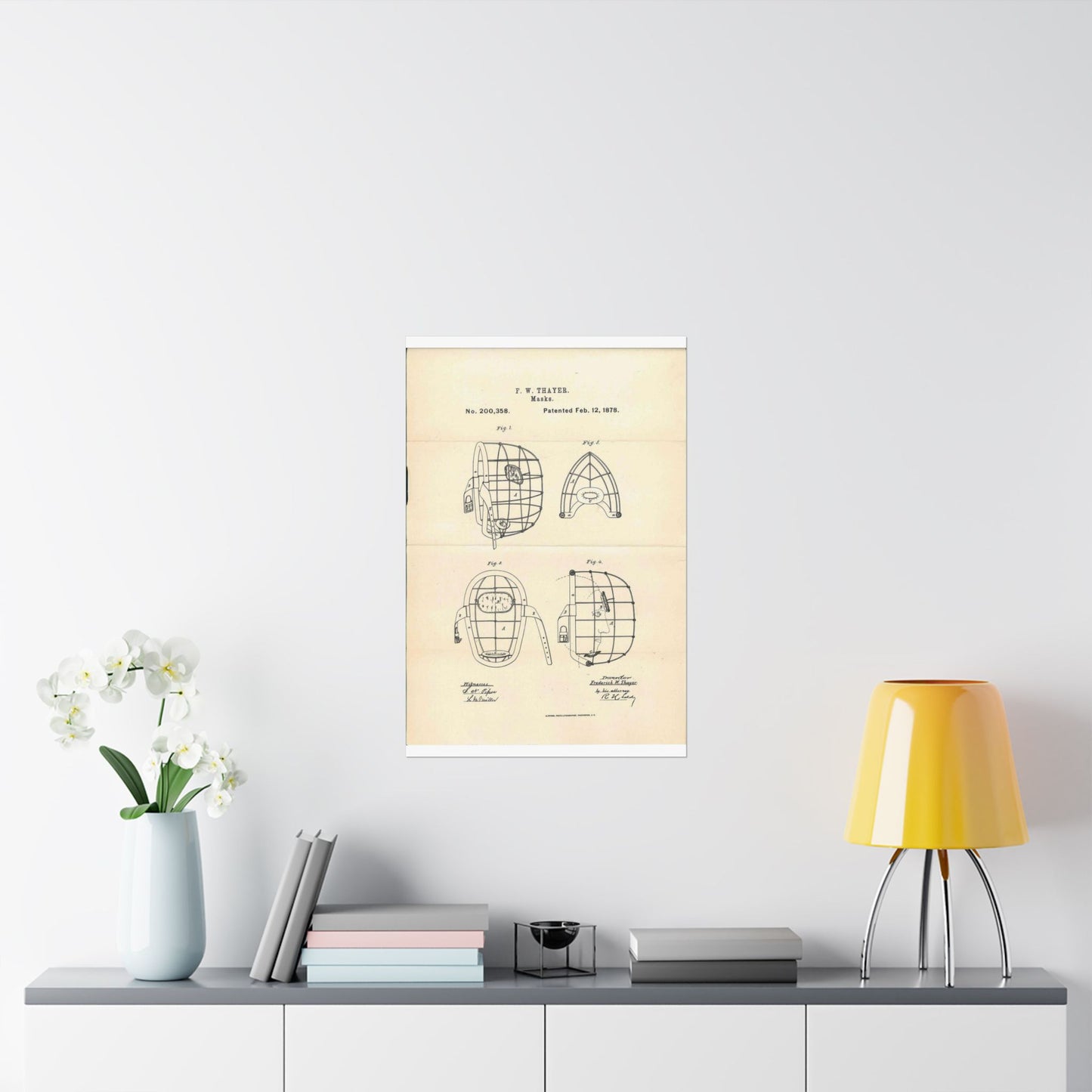 Patent Case File No. 200,358, Improvement in Masks, Inventor Frederick W. Thayer - DPLA - 7786b11b8abf0875f64205aeedc6d9c3 (page 11) High Quality Matte Wall Art Poster for Home, Office, Classroom