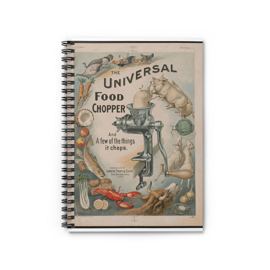 Poster - The universal food chopper - Public domain lithograph Spiral Bound Ruled Notebook with Printed Cover