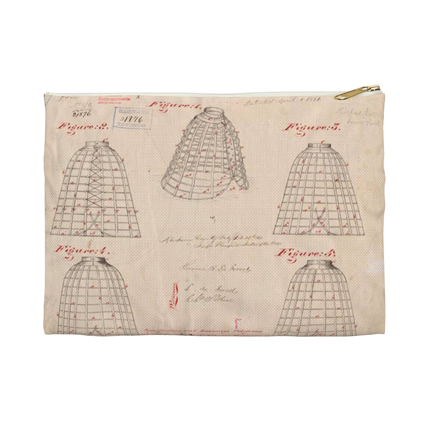 Patent drawing - Drawing of Improvements in Hoop Skirts Public domain  image Large Organizer Pouch with Black Zipper