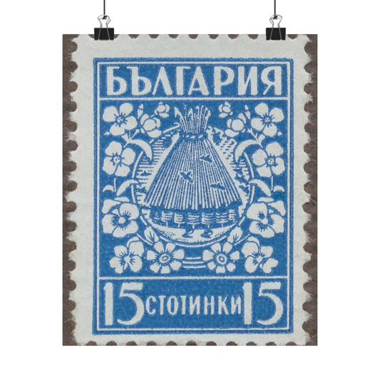 Frimärke ur Gösta Bodmans filatelistiska motivsamling, påbörjad 1950.Frimärke från Bulgarien, 1940. Motiv av bikupa. "Lanbrukspropaganda". High Quality Matte Wall Art Poster for Home, Office, Classroom