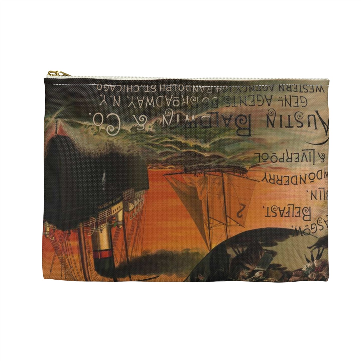 State Line--For Glasgow, Belfast, Dublin, Londonderry & Liverpool--Austin Baldwin & Co., genl. agents Large Organizer Pouch with Black Zipper