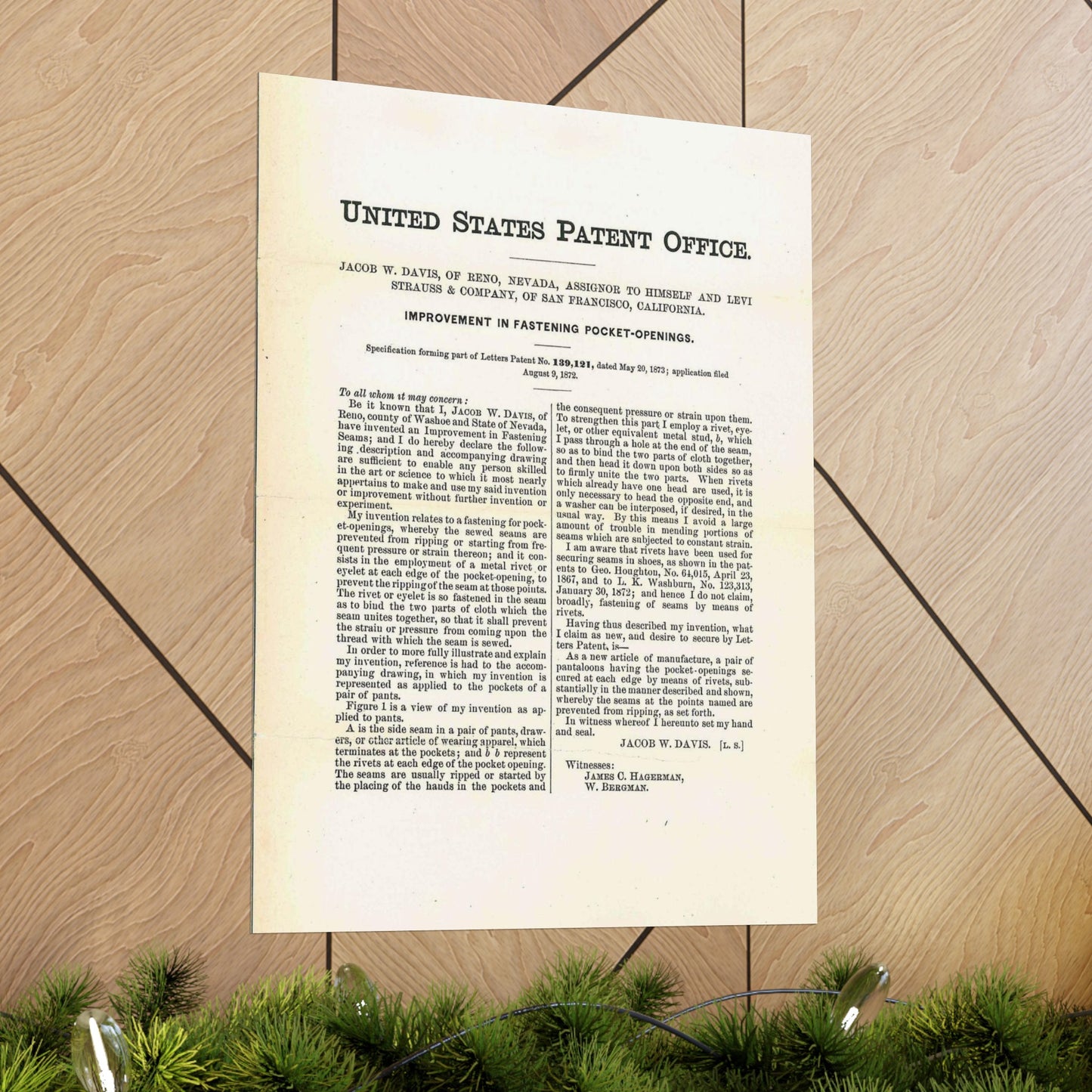 Patent Case File No. 139,121, Improvement in Fastening Pocket Openings, Inventor- Jacob W. Davis - DPLA - afb017b06366ded5b3d9735cb413b735 (page 29) High Quality Matte Wall Art Poster for Home, Office, Classroom