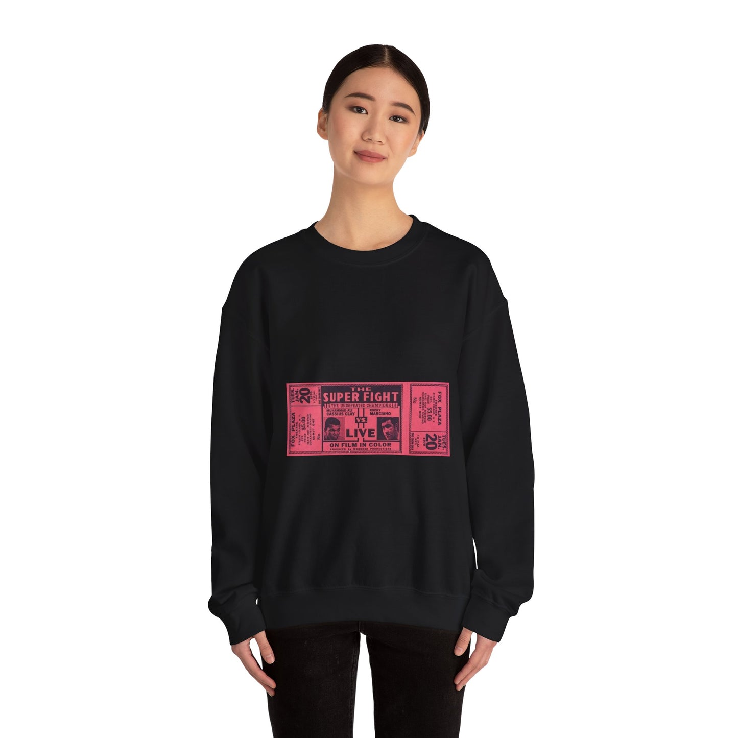 The Superfight - Rocky Marciano vs Muhammad Ali Ticket Black Heavy Blend Adult Crew Neck SweatShirt
