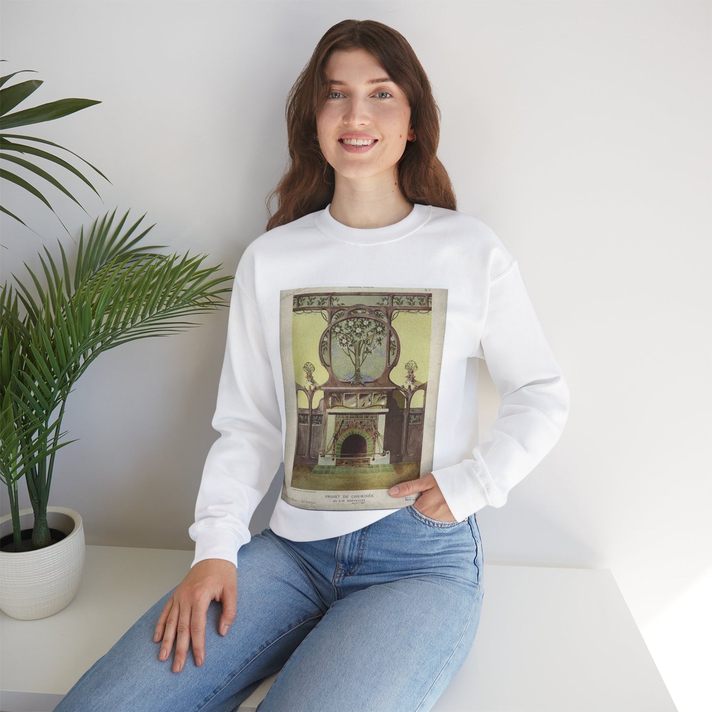 345ARTIST Bonvallet, L. H. Projet De Cheminée., Nancy White Heavy Blend Adult Crew Neck SweatShirt