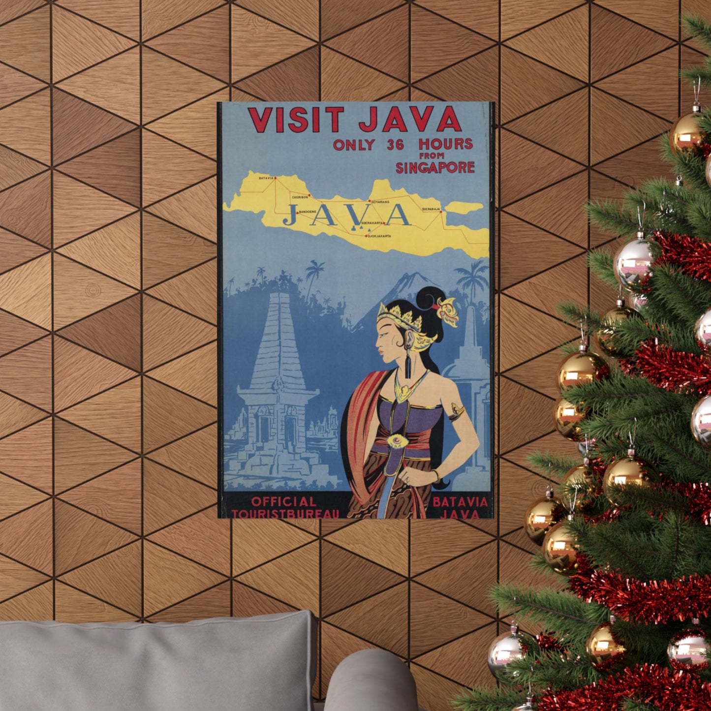 Java. Vintage Travel Poster., Art Deco Poster High Quality Matte Wall Art Poster for Home, Office, Classroom