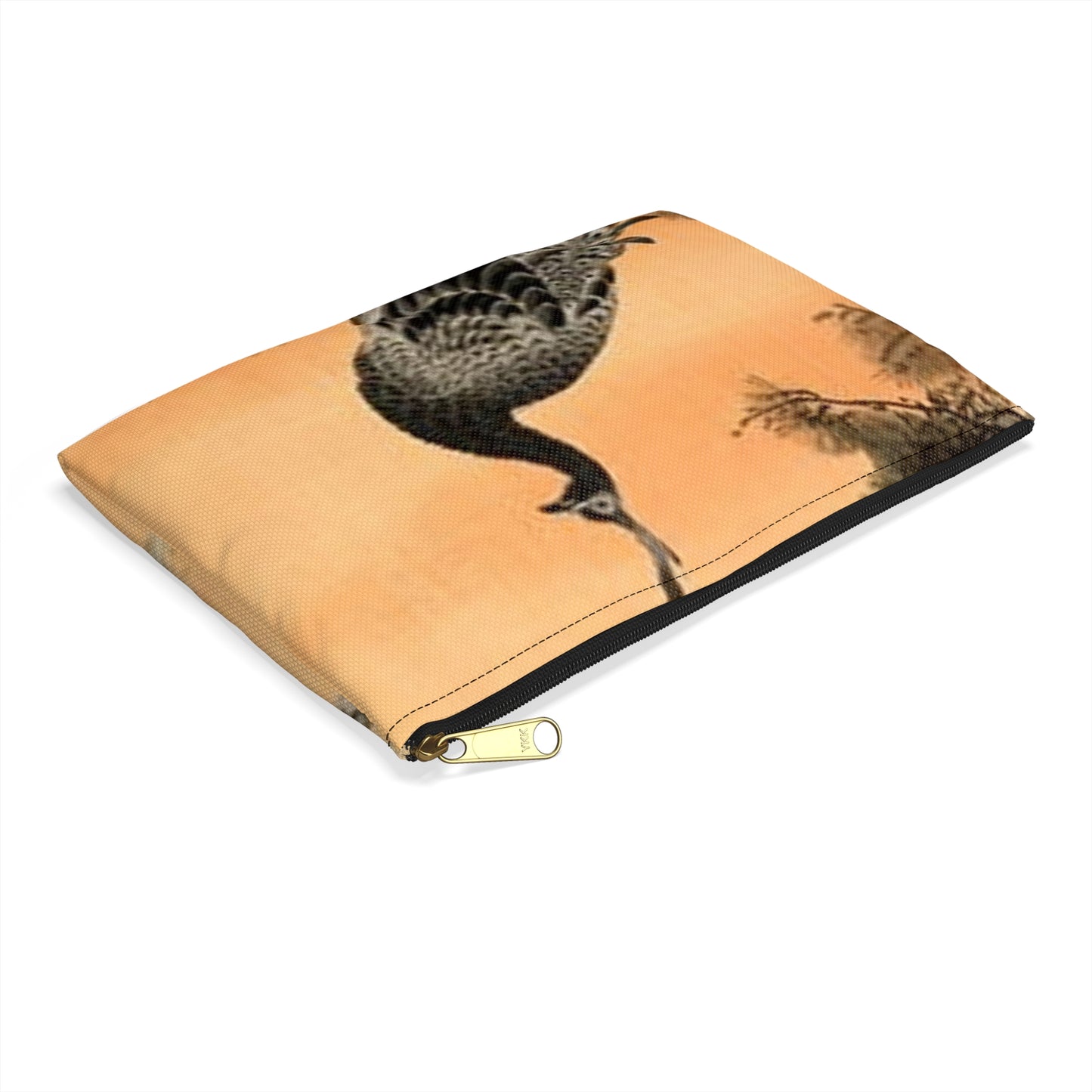 Koson - peacock-and-hen, Ohara Koson Large Organizer Pouch with Black Zipper