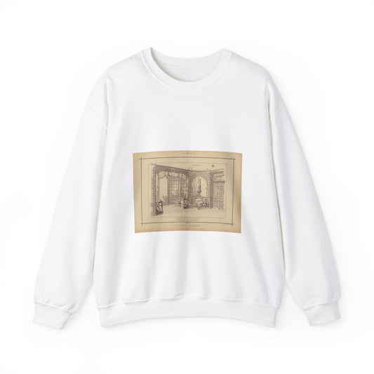 Vestibule : décor de baie en bois découpé sur treillage doré. Lambris, meubles et porte en bois de frêne verni. Etoffe des sièges et de la baie en soie brochée. White Heavy Blend Adult Crew Neck SweatShirt