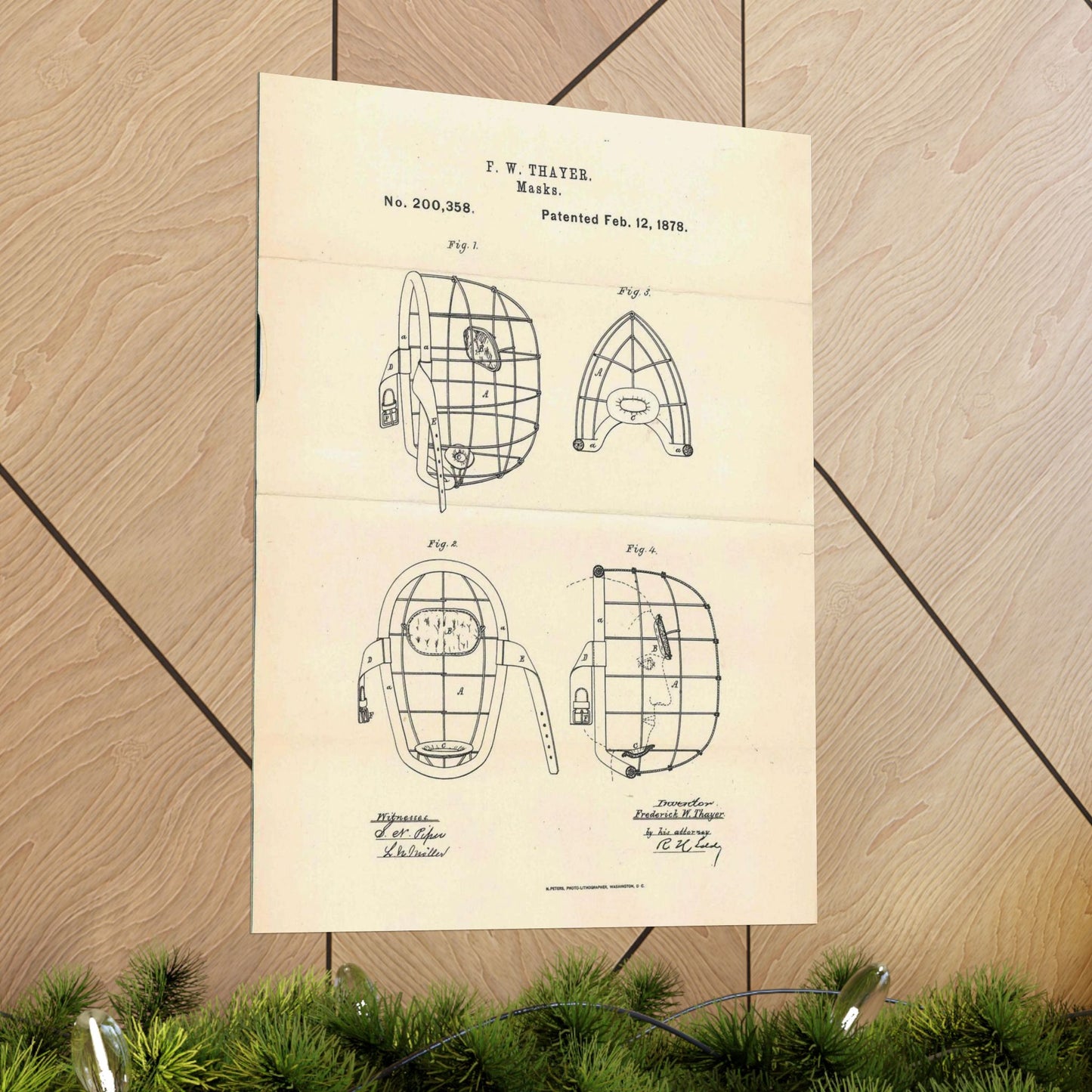 Patent Case File No. 200,358, Improvement in Masks, Inventor Frederick W. Thayer - DPLA - 7786b11b8abf0875f64205aeedc6d9c3 (page 11) High Quality Matte Wall Art Poster for Home, Office, Classroom