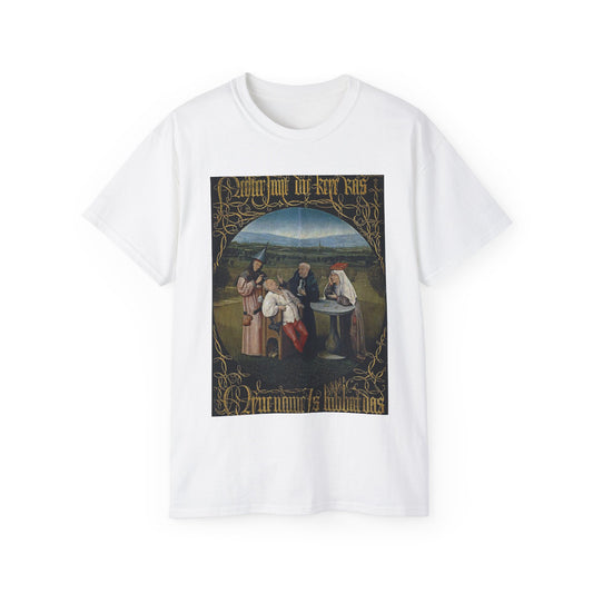 Hieronymus Bosch 053 - A painting of a group of people sitting around a table White T-Shirt Gildan 2000 Cotton Unisex