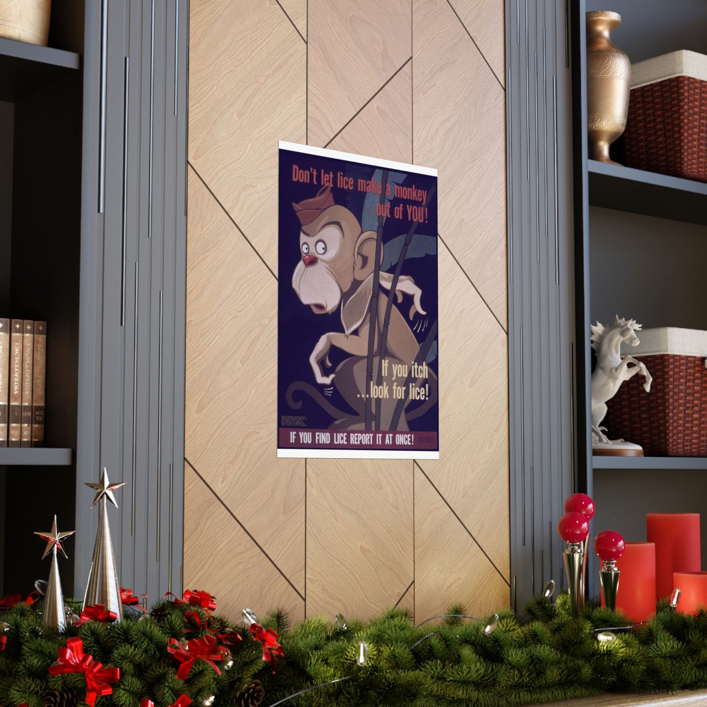 "Don't Let Lice Make a Monkey out of You^ If You Itch...Look for Lice^ If You Find Lice Report it at Once" - NARA - 514159 High Quality Matte Wall Art Poster for Home, Office, Classroom