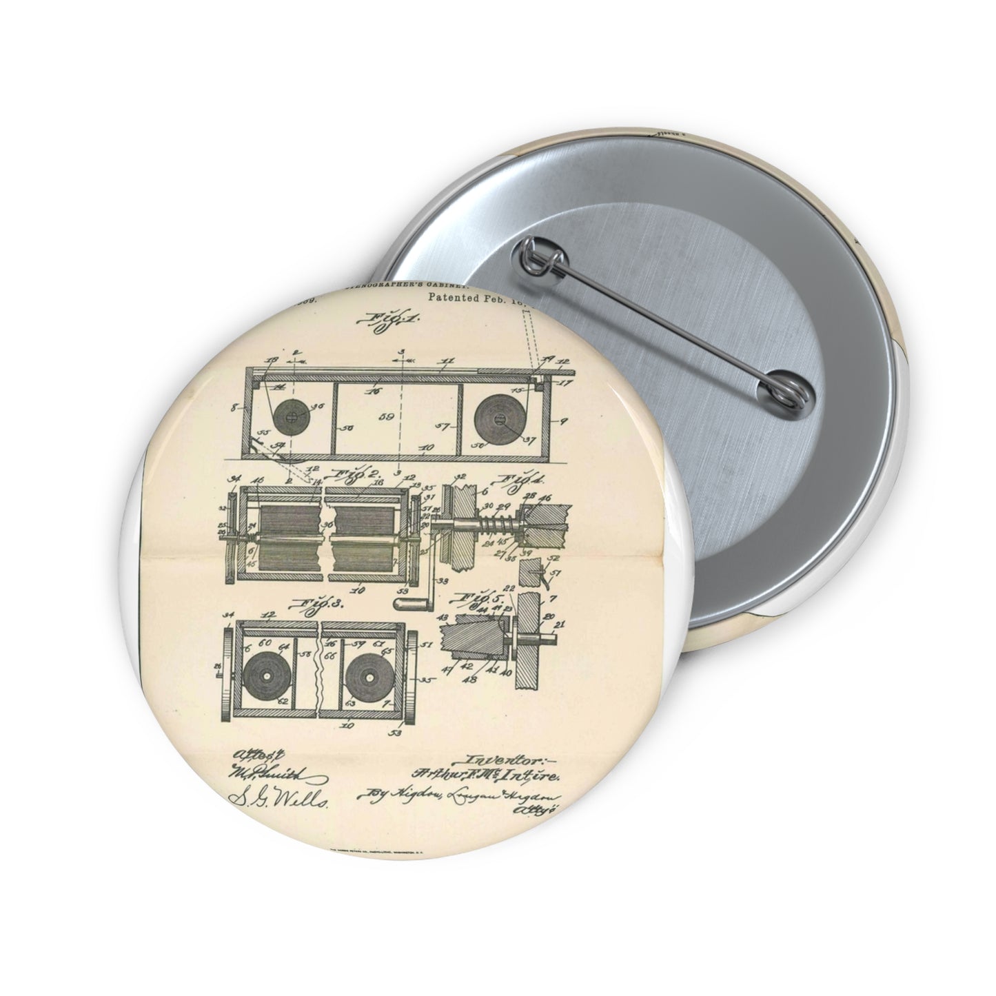 Patent Case File No. 577,369, Stenographer's Cabinet, Inventor- Arthur F. McIntire - DPLA - 2e93a65db0801a68cfced8a4f92d4df6 (page 39) Pin Buttons with Crisp Design