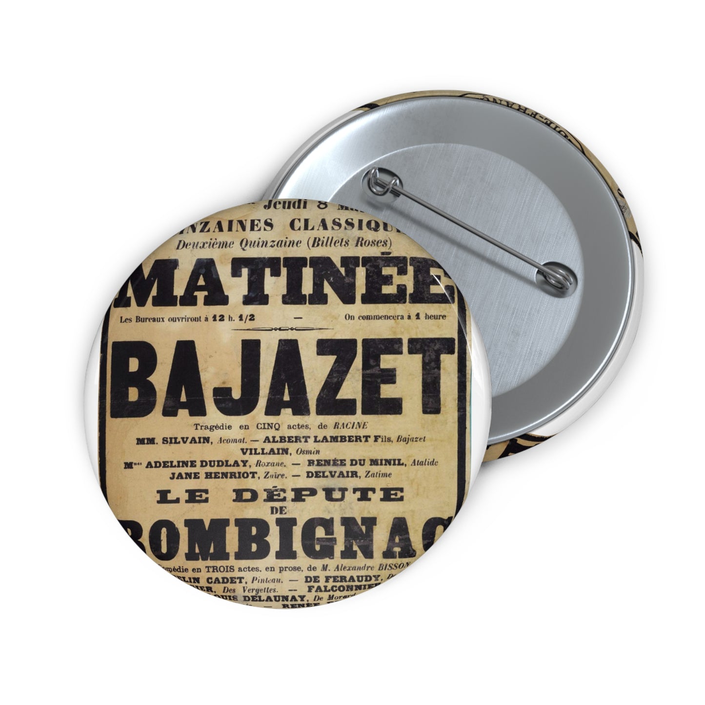 Poster of Bajazet 1900 - A poster advertising a concert in paris Pin Buttons with Crisp Design