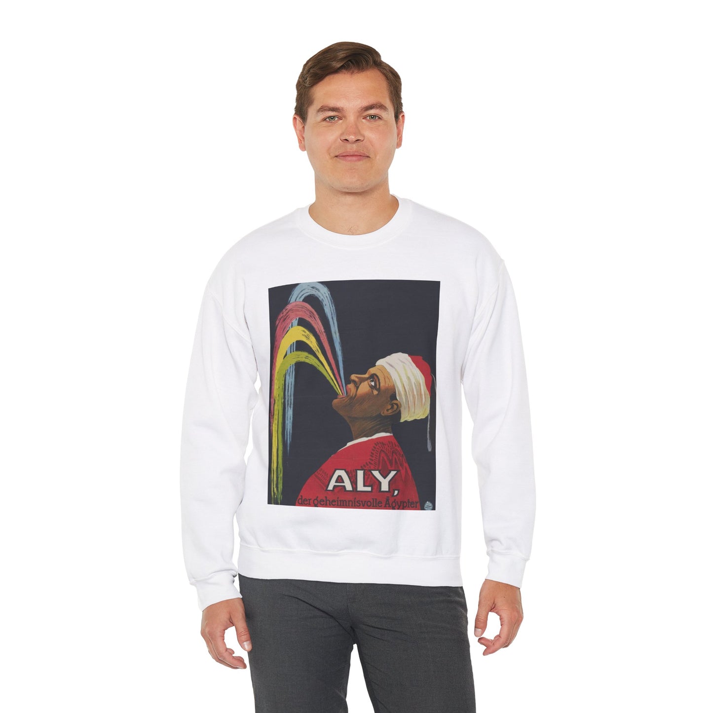 Aly, the Mysterious Egyptian - Art Deco public domain image White Heavy Blend Adult Crew Neck SweatShirt