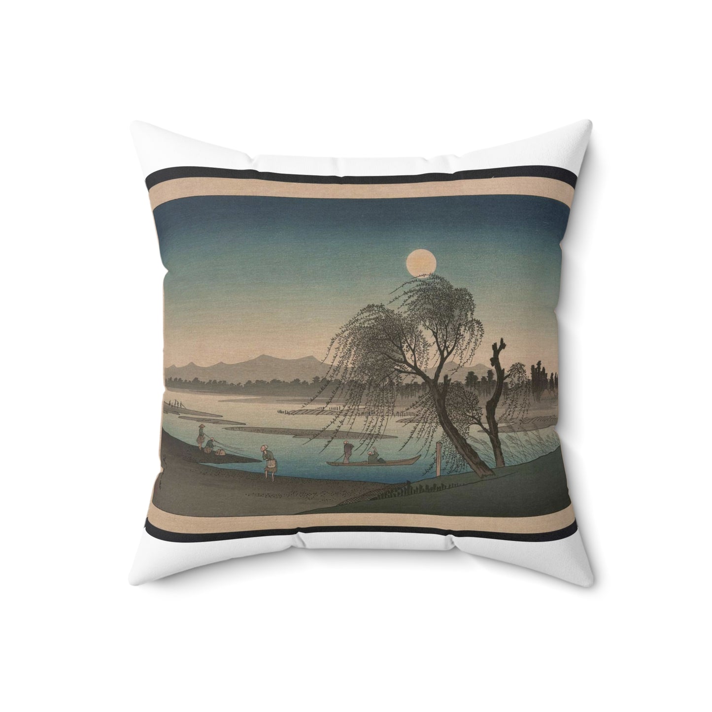 [Fūkeiga], Ando Hiroshige - Public domain portrait drawing  Decorative Accent Square Pillow