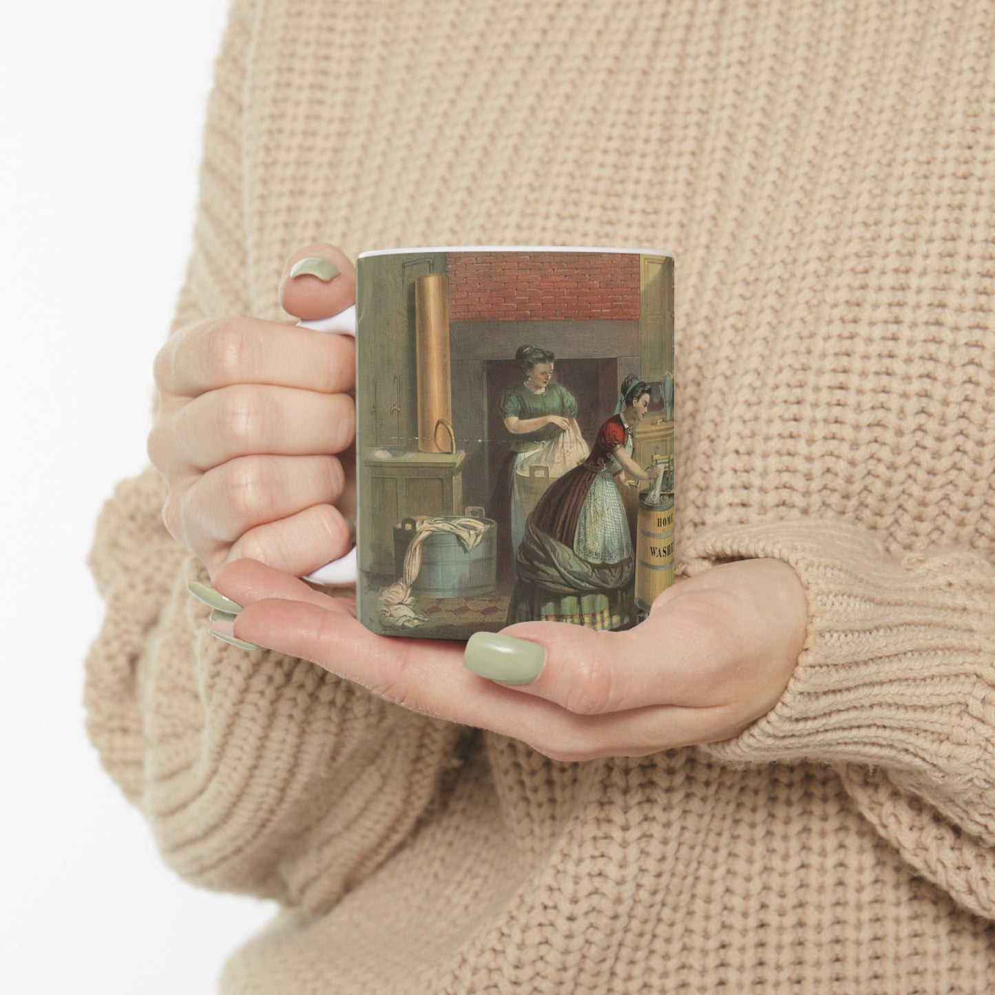 Home washing machine & wringer - A painting of a woman washing a woman's hands Beautiful Novelty Ceramic Coffee Mug 11oz