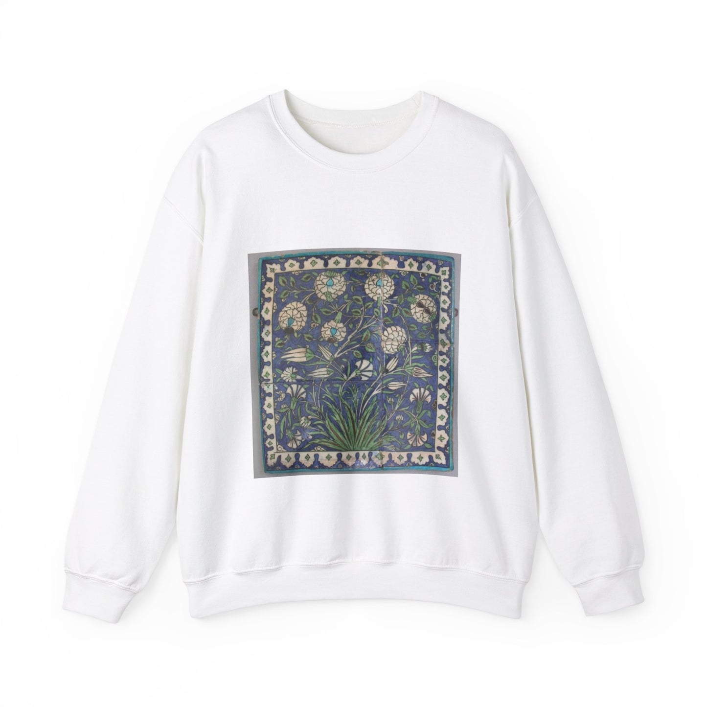Tile Panel, 15th century - Public domain photo of museum object White Heavy Blend Adult Crew Neck SweatShirt
