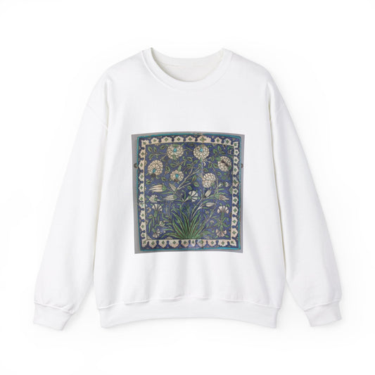 Tile Panel, 15th century - Public domain photo of museum object White Heavy Blend Adult Crew Neck SweatShirt