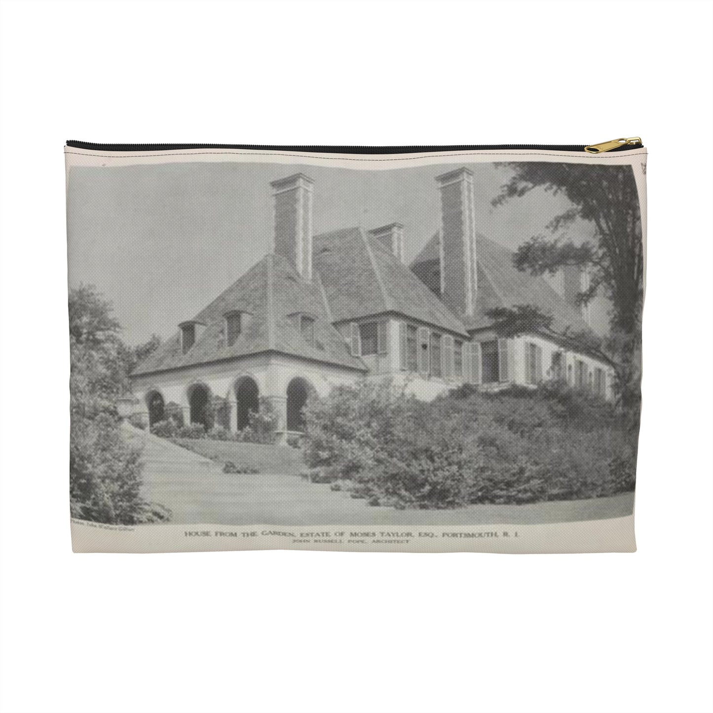 House from the Garden, Estate of Moses Taylor, Esq., Portsmouth, R.I. Large Organizer Pouch with Black Zipper