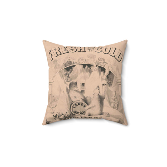 Fresh and cold--Lager beer direct from the North Pole lith. by A. Hoen & Co. Baltimore, MD Decorative Accent Square Pillow