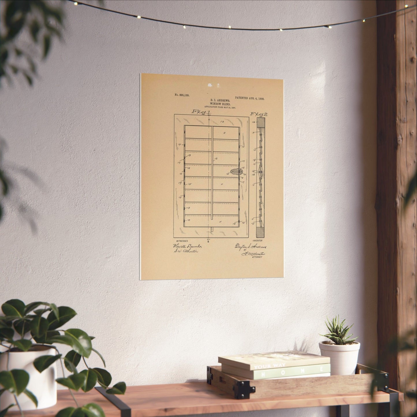 Patent Drawing of Engine - for a Window Blind Public domain  image High Quality Matte Wall Art Poster for Home, Office, Classroom