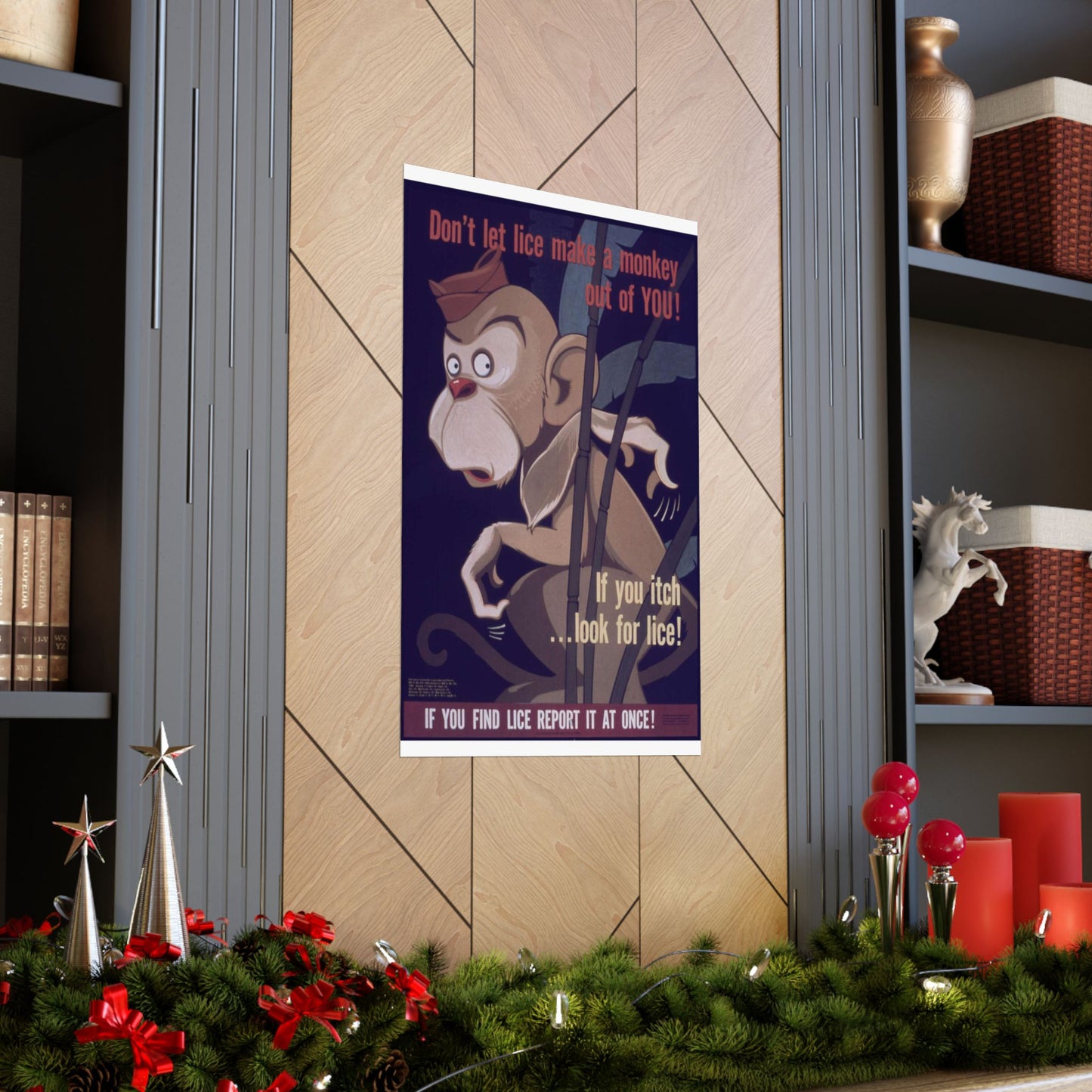 "Don't Let Lice Make a Monkey out of You^ If You Itch...Look for Lice^ If You Find Lice Report it at Once" - NARA - 514159 High Quality Matte Wall Art Poster for Home, Office, Classroom