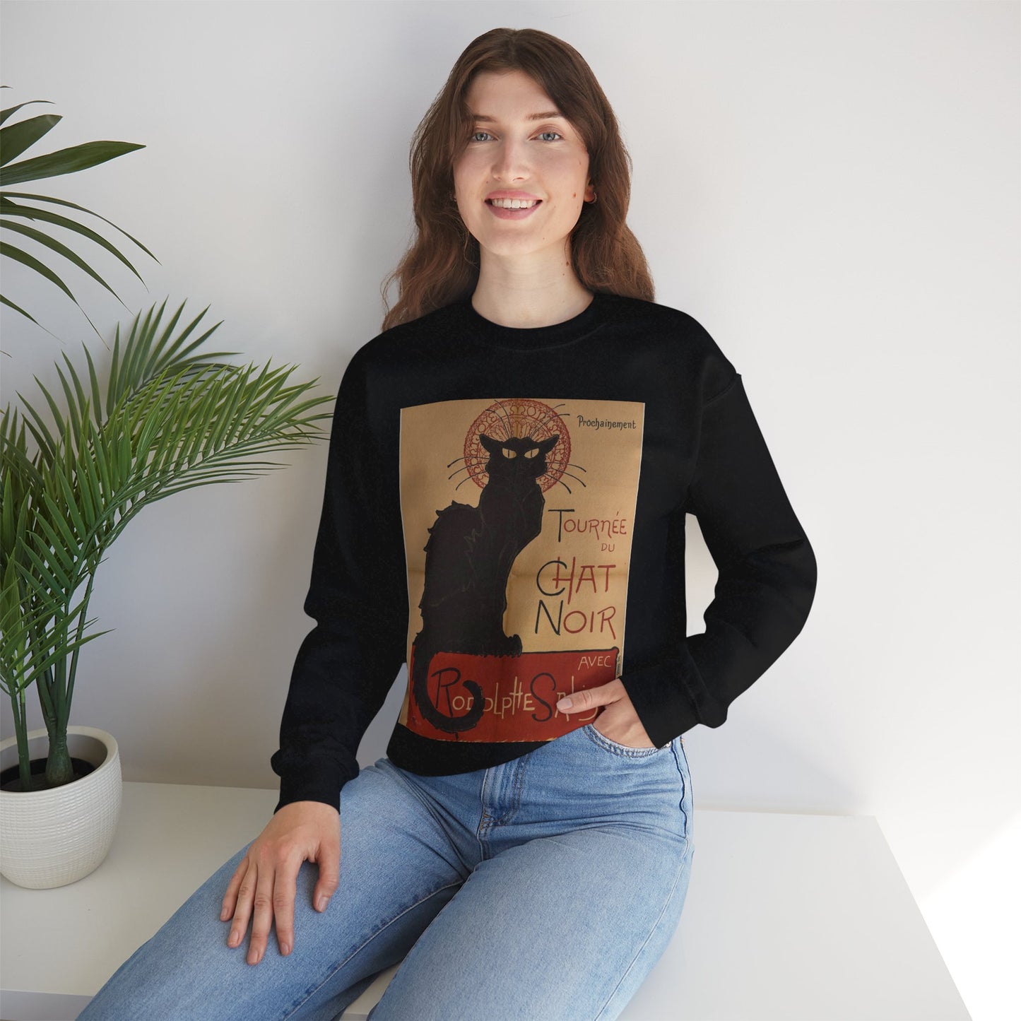 Prochainement/Tournée/ DU/ CHAT/ NOIR/ AVEC/ RODOLPHE SALIS Black Heavy Blend Adult Crew Neck SweatShirt