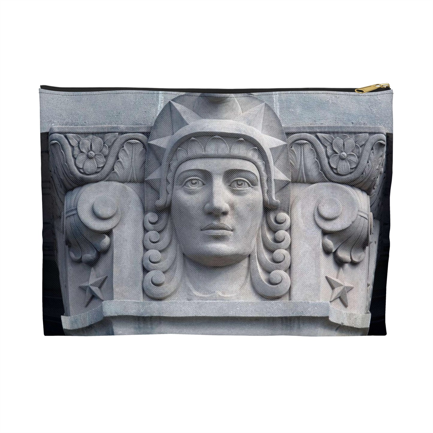 Art Deco Column Capital details, Mississippi War Memorial Building, Jackson, Mississippi Large Organizer Pouch with Black Zipper