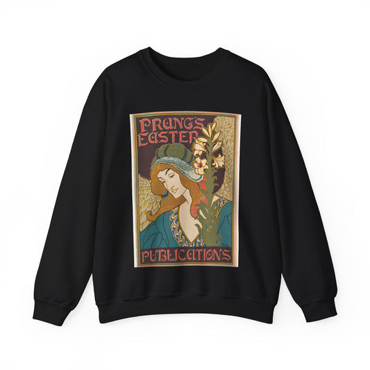 Louis Rhead - Prang's Publications: Easter Black Heavy Blend Adult Crew Neck SweatShirt