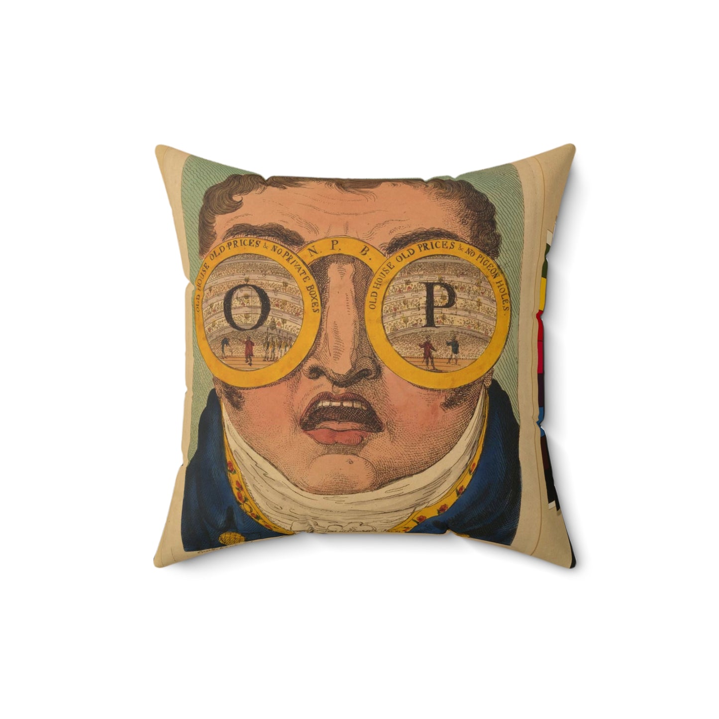 The OP spectacles / Cruikshank del., British Cartoon Print Decorative Accent Square Pillow