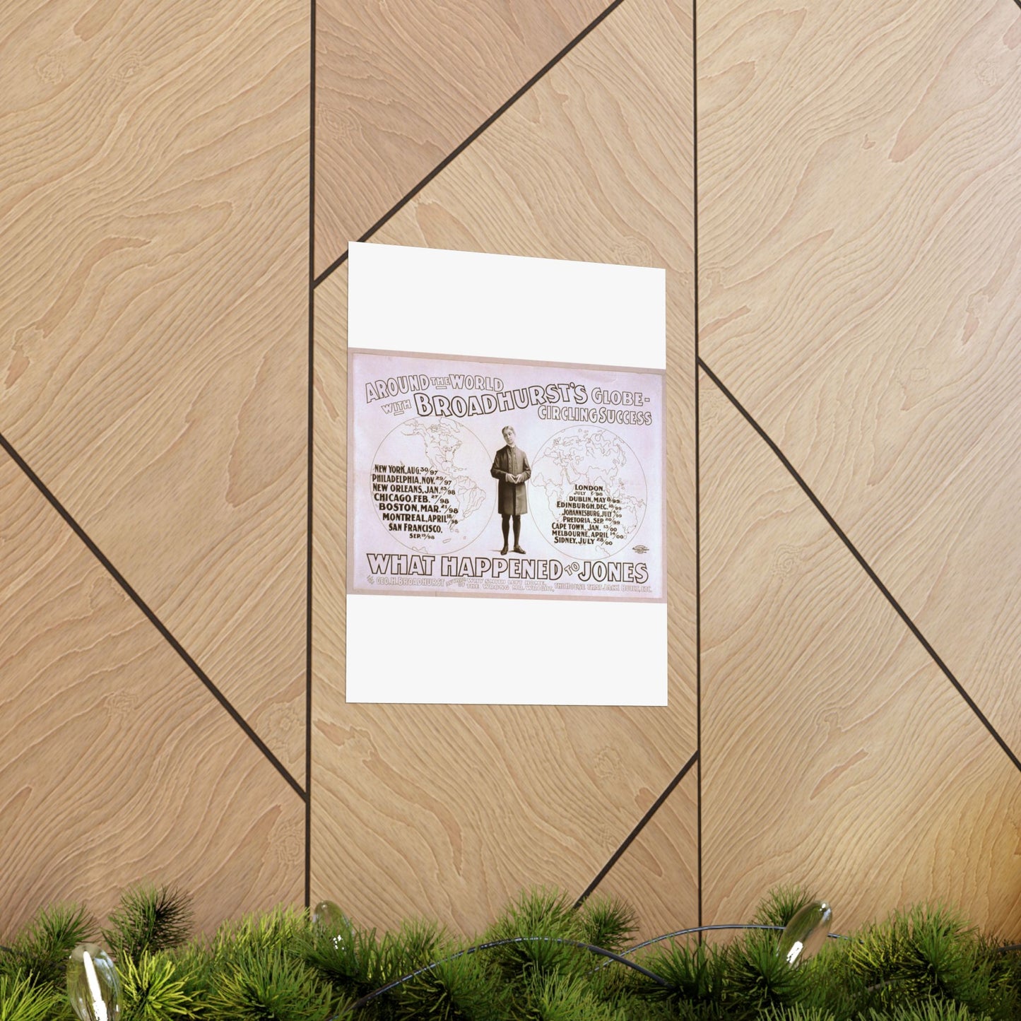 Around the world with Broadhurst's globe-circling success, What happened to Jones by George H. Broadhurst, author of Why Smith left home, The wrong Mr. Wright, The house that Jack built, etc. High Quality Matte Wall Art Poster for Home, Office, Classroom